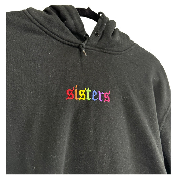 Women's Black Sisters Embroidered Sweatshirt Hoodie Medium - Picture 1 of 10